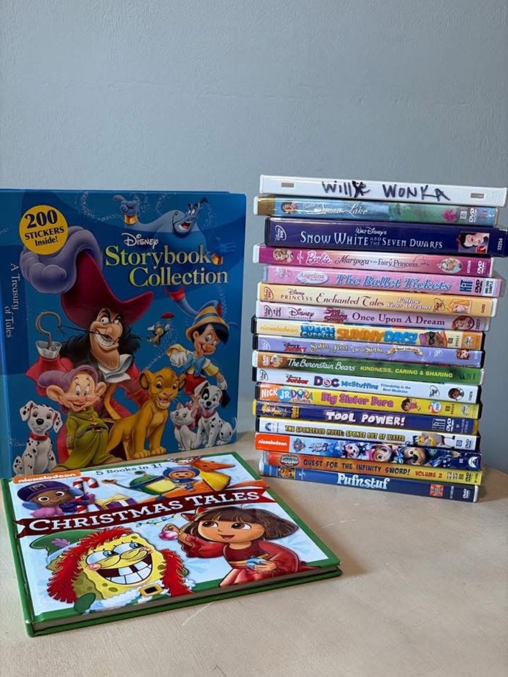Vintage Disney of 17 DVDs And Two Books Resellers Lot